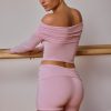 Fold-Over Mini Shorts in Soft Pink