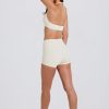 Four-Way Stretch High-Waist Mini Shorts in Cream