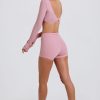 Four-Way Stretch High-Waist Mini Shorts in Mauve