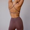 Cross-Back Sports Bra in Taupe Brown