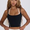 Soft Active Layered Cropped Tank Top in Black