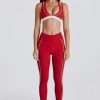 Soft Active Contrast Leggings in Dark Red