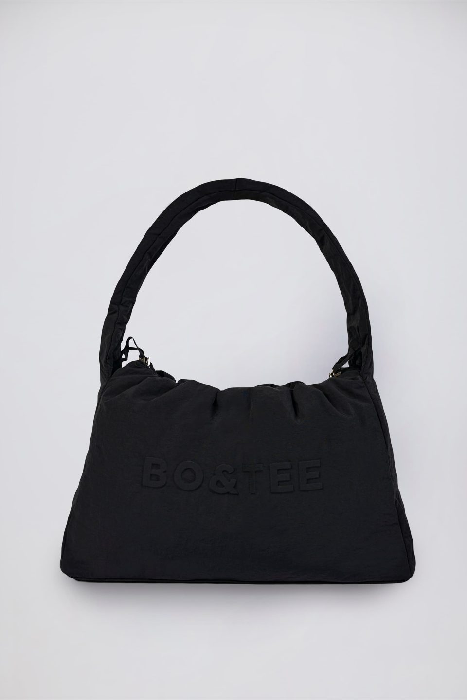 Drawstring Puffer Tote Bag in Black