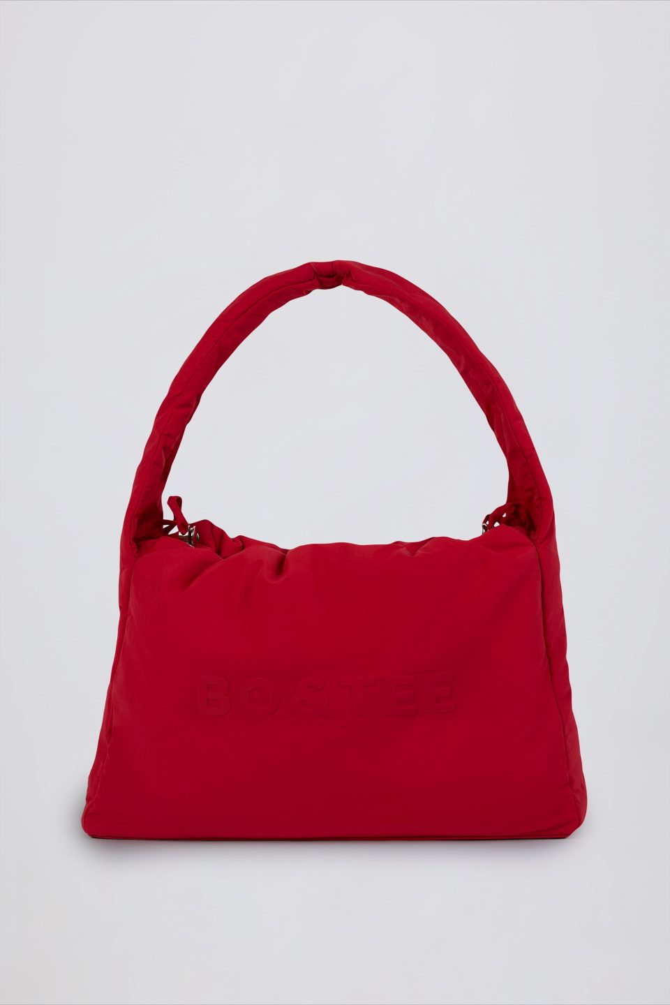 Drawstring Puffer Tote Bag in Cherry Red