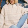 Oversized Half-Zip Chunky-Knit Jumper in Ice White