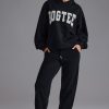Soft Cotton Jersey Relaxed Mid-Rise Joggers in Black