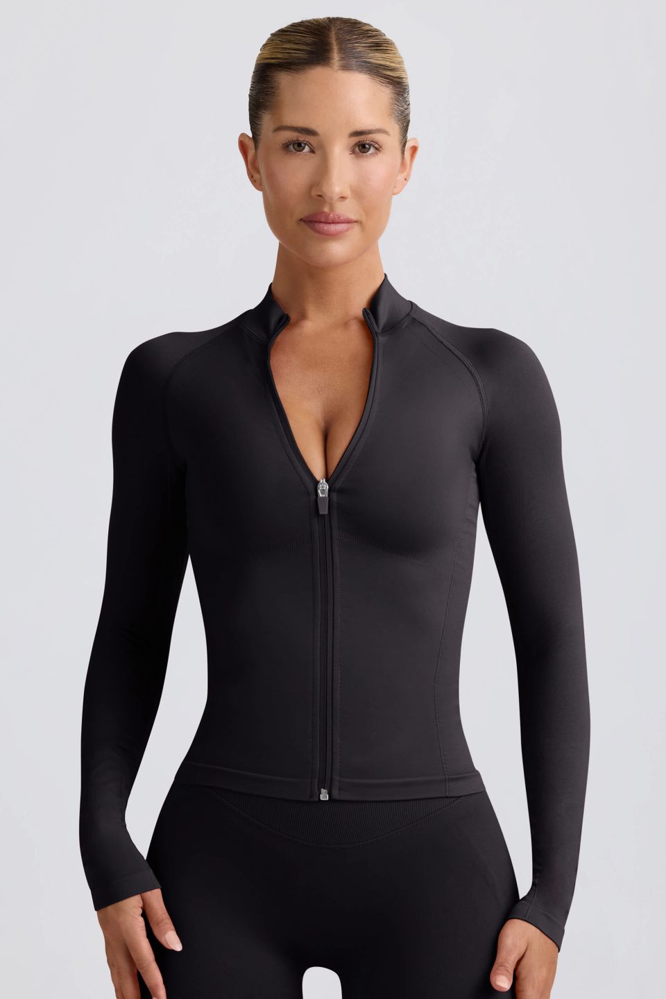 Define Luxe Zip-Up Jacket in Black