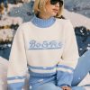 Cropped Chunky-Knit Turtleneck Jumper in Ice Blue