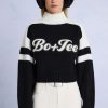 Knit Logo Cropped Jumper in Black