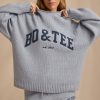 Ribbed Knit Oversized Jumper in Soft Blue