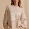 Ribbed Knit Oversized Jumper in Cream Marl