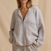 Oversized Zip-Up Cardigan in Ice Marl