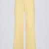 Ribbed Knit Wide-Leg Joggers in Lemon