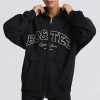 Oversized Zip-Up Hoodie in Black