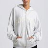 Oversized Zip-Up Hoodie in Grey Marl