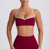 Soft Active Sweetheart-Neck Sports Bra in Burgundy