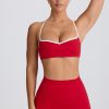 Soft Active Sweetheart-Neck Sports Bra in Hot Red