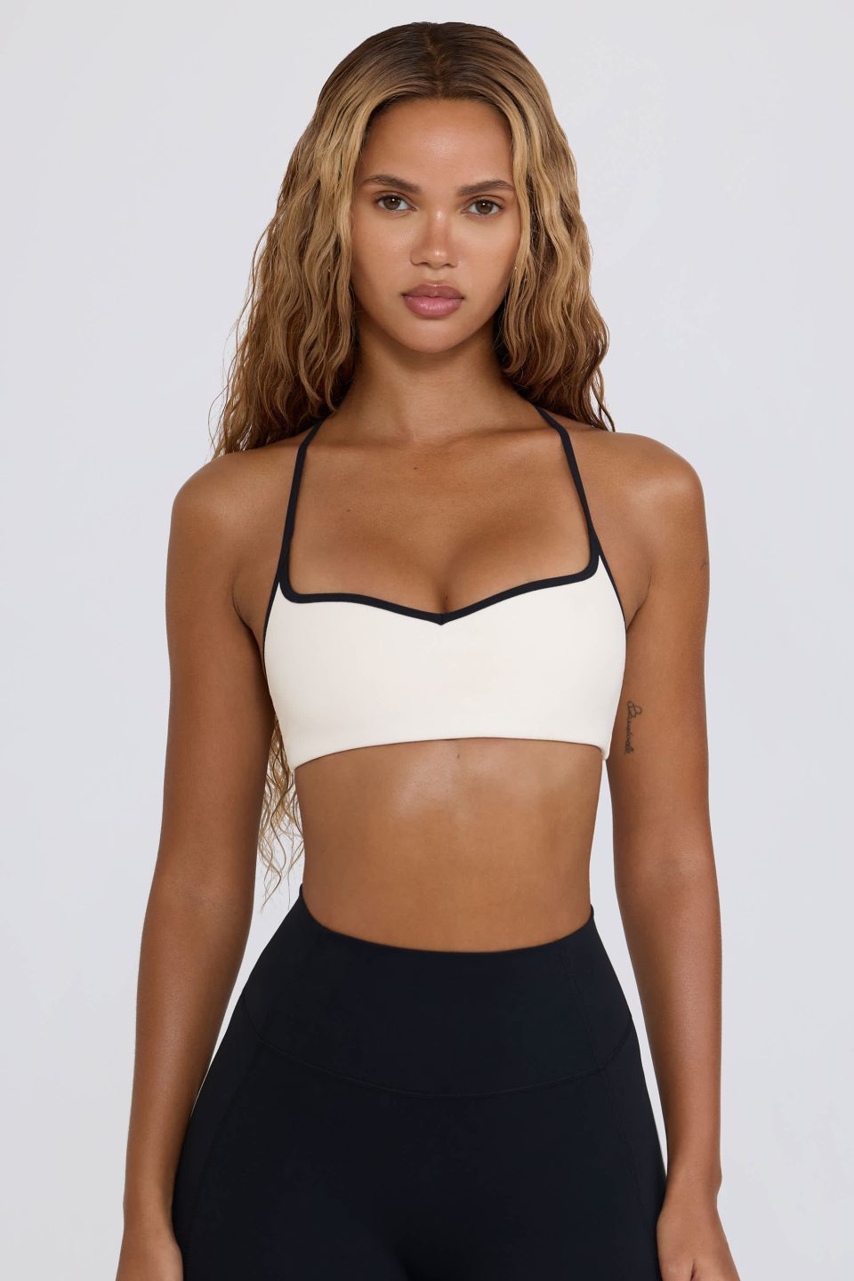 Soft Active Sweetheart-Neck Sports Bra in White