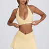 Brushed Jersey Crossover Mini Skort in Lemon Marl