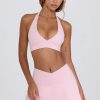 Brushed Jersey Crossover Mini Skort in Pale Pink Marl