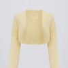 Ribbed-Knit Cropped Shrug in Lemon