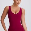 Soft Active V-Neck Tank Top in Burgundy