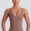 Soft Active V-Neck Tank Top in Mocha