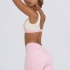 Ruched Mini Shorts in Pale Pink Marl