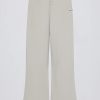 Textured Cotton Button Low-Rise Wide-Leg Joggers in Light Grey