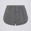 Button-Detail Mid-Rise Shorts in Dark Grey