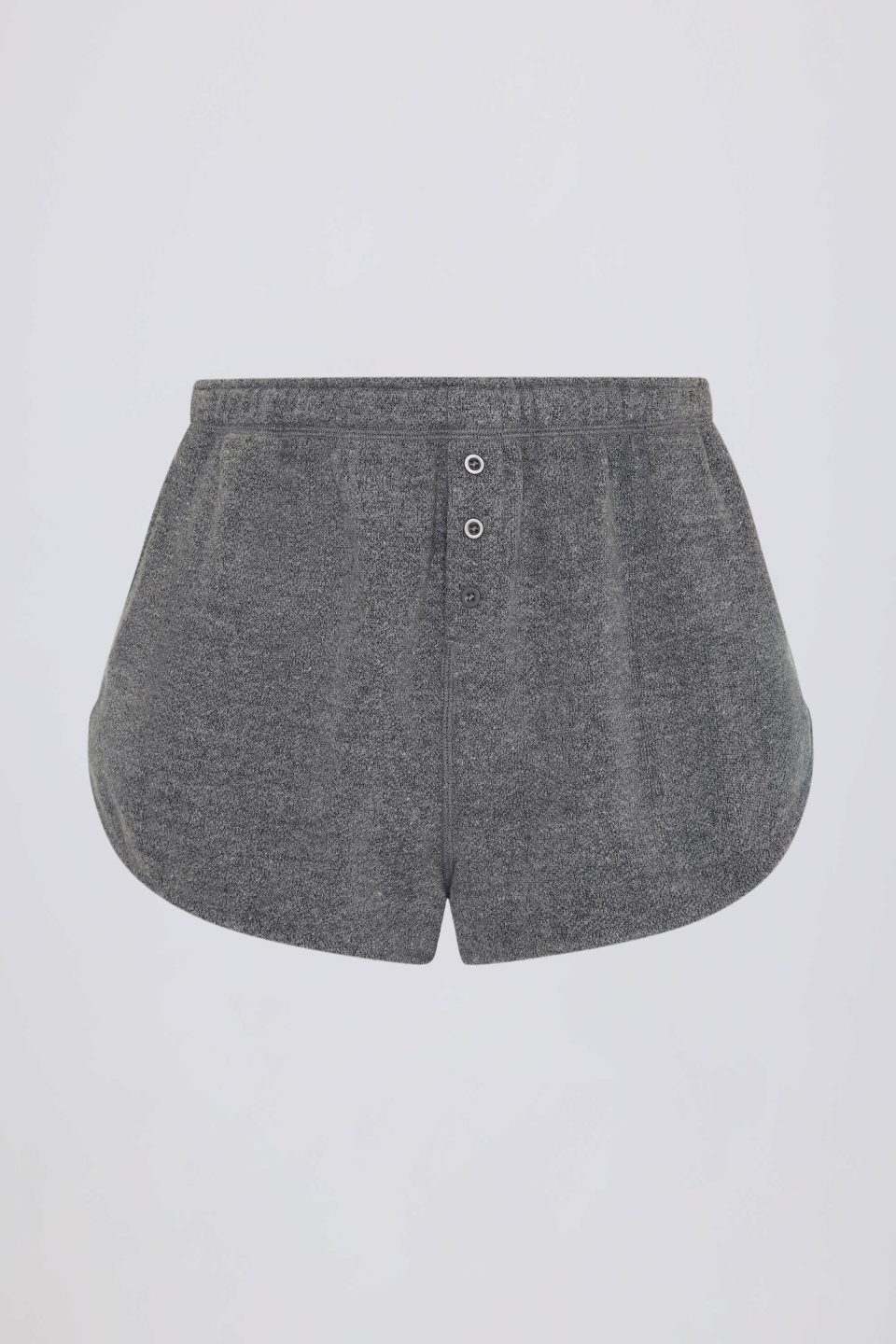 Button-Detail Mid-Rise Shorts in Dark Grey