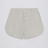 Button-Detail Mid-Rise Shorts in Light Grey