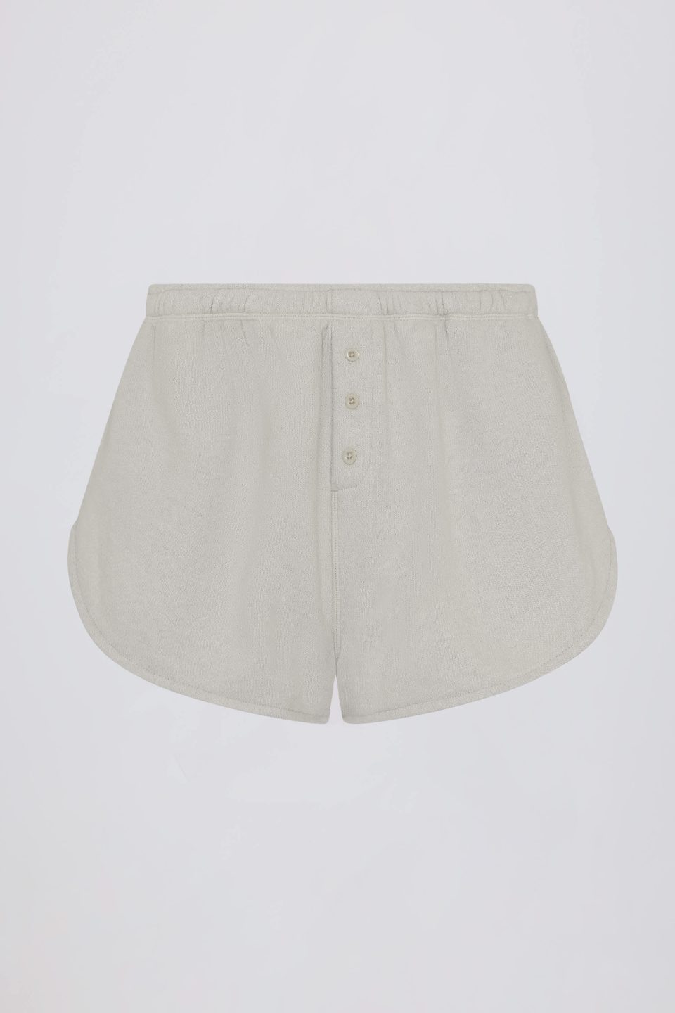 Button-Detail Mid-Rise Shorts in Light Grey