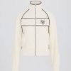 Terry Towelling Zip-Up Cropped Sweatshirt in Ivory