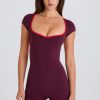 Soft Active Open-Back Unitard in Burgundy