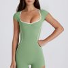 Soft Active Open-Back Unitard in Green