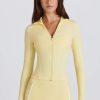 Soft Active Contrast Zip-Up Jacket in Lemon