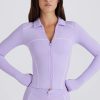 Soft Active Contrast Zip-Up Jacket in Lilac