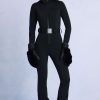 Waterproof Hooded Fitted Ski Suit in Black