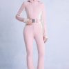 Waterproof Hooded Fitted Ski Suit in Powder Pink