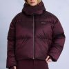 Waterproof Cropped Oversized Ski Jacket in Burgundy
