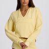 Cotton Jersey V-Neck Hoodie in Lemon