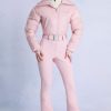 Waterproof Belted Layered Ski Suit in Powder Pink