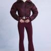 Waterproof Belted Layered Ski Suit in Burgundy