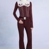 Waterproof Belted Ski Salopettes in Burgundy
