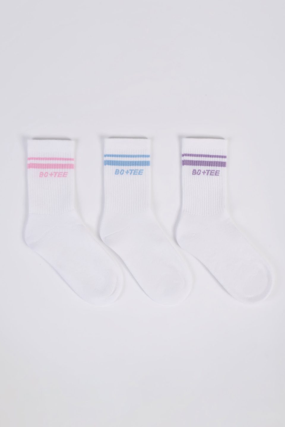 Ribbed Crew Sock Bundle in White
