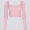 Seamless Soft Rib Cut-Out Crop Top in Powder Pink