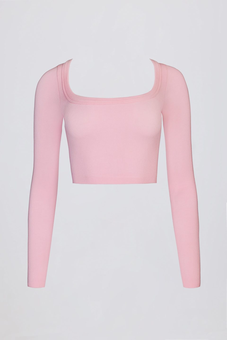 Seamless Soft Rib Cut-Out Crop Top in Powder Pink
