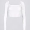 Seamless Soft Rib Cut-Out Crop Top in White