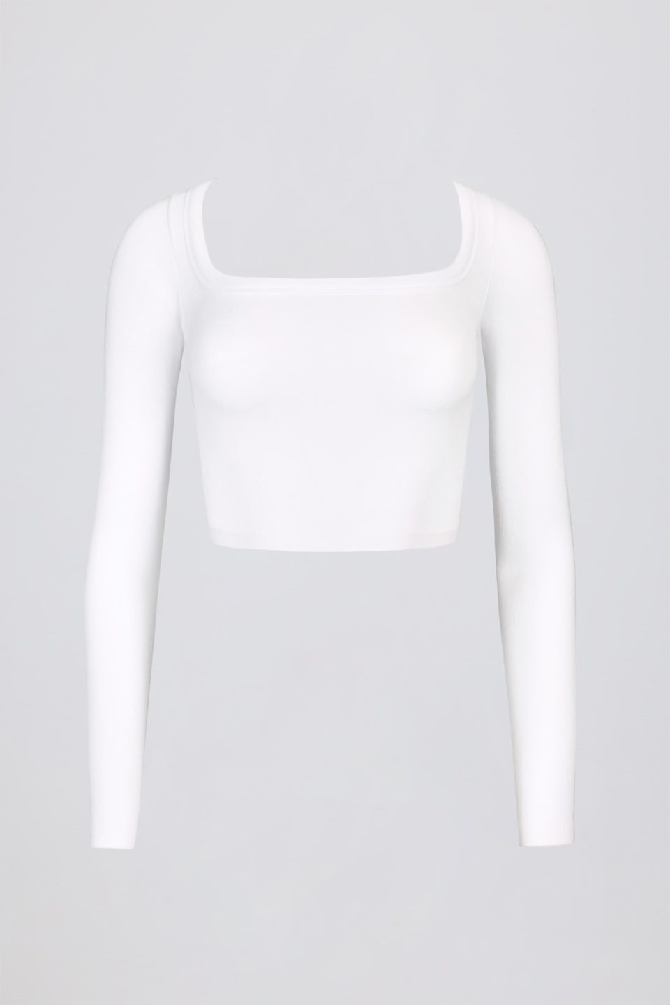 Seamless Soft Rib Cut-Out Crop Top in White